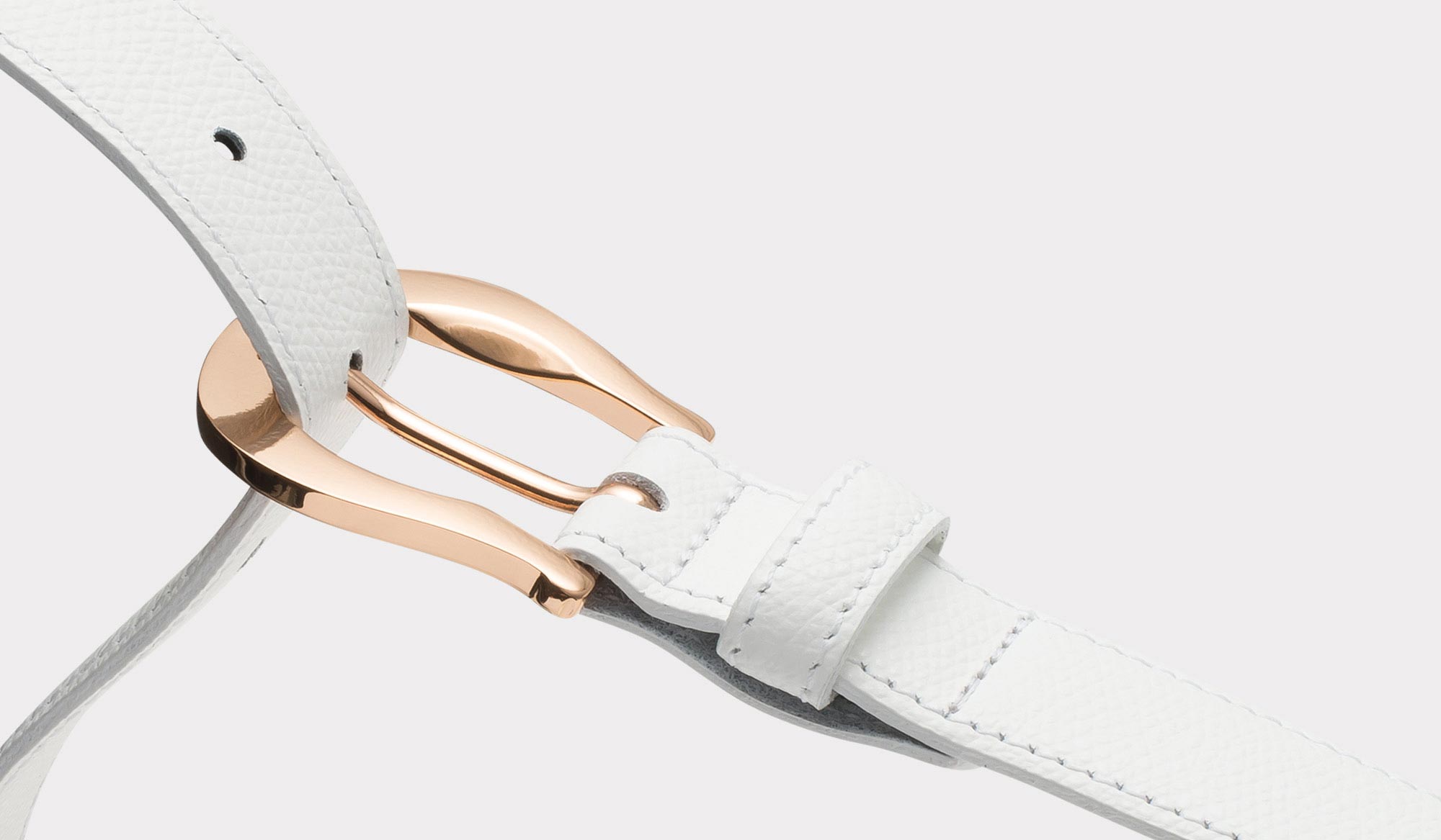 Palmellato leather belt white with golden buckle