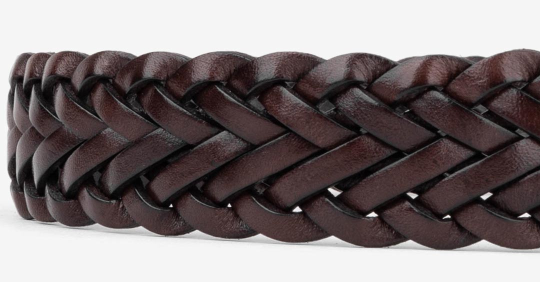 Buy Leonardi Brown Braided Leather Belt - 38 Online at Best Prices
