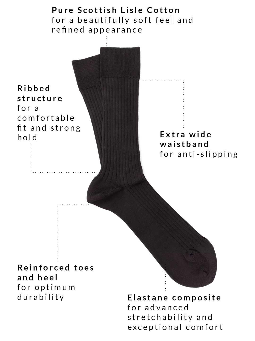 Men's Scottish Lisle Cotton Socks 3-Pack Dark Brown – José