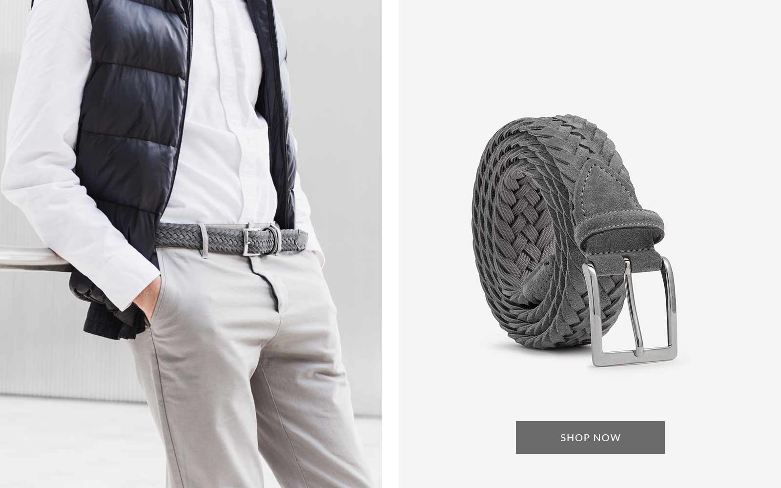 Francesco braided suede belt grey