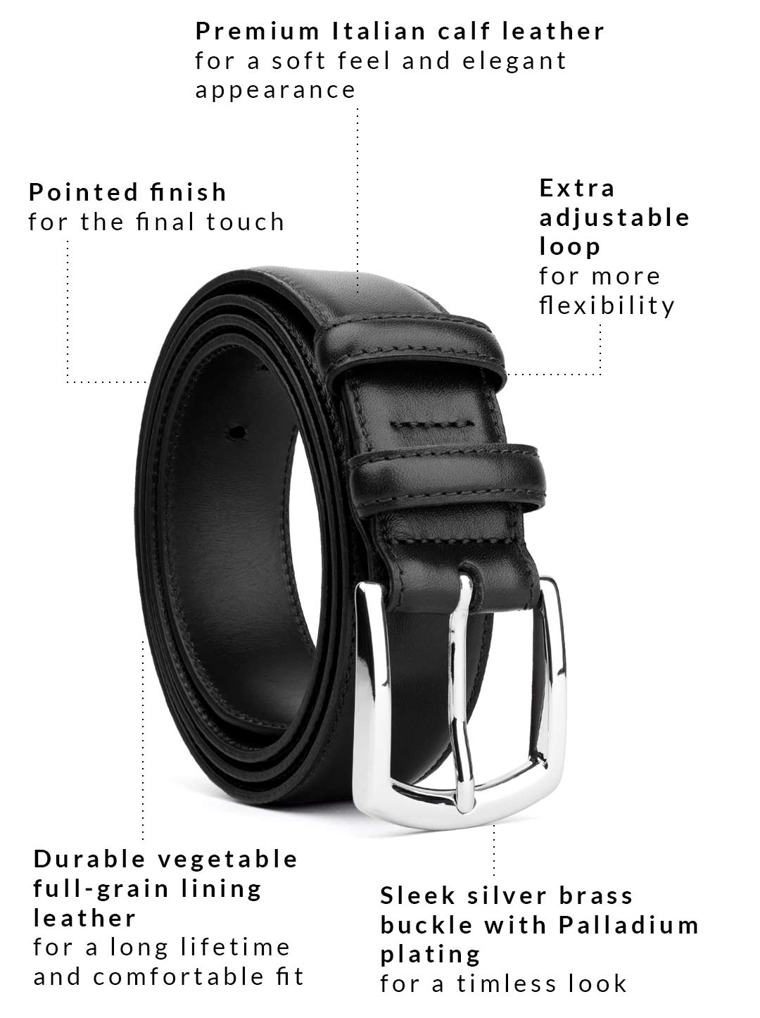 Italian Full Grain Leather Black Dress Belt - Brass Buckle SIZE 40 - ITALY  Made