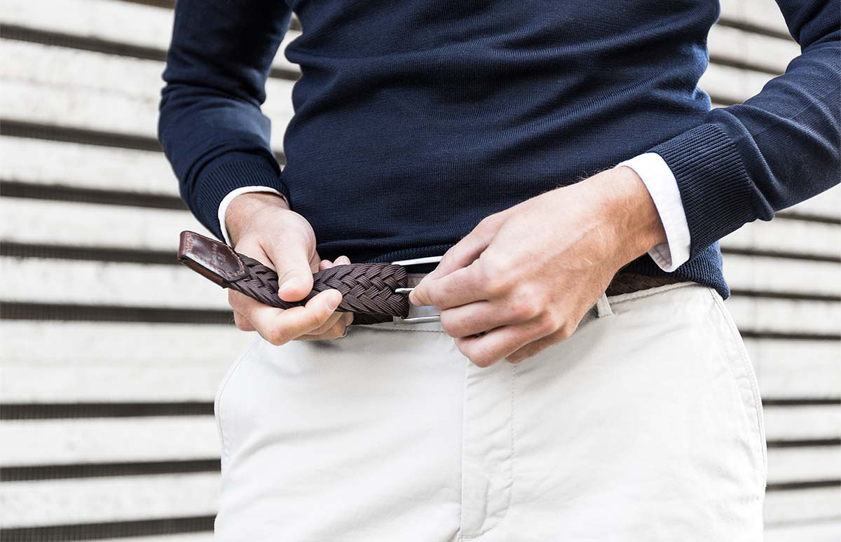 Braided suede leather belt brown Edoardo