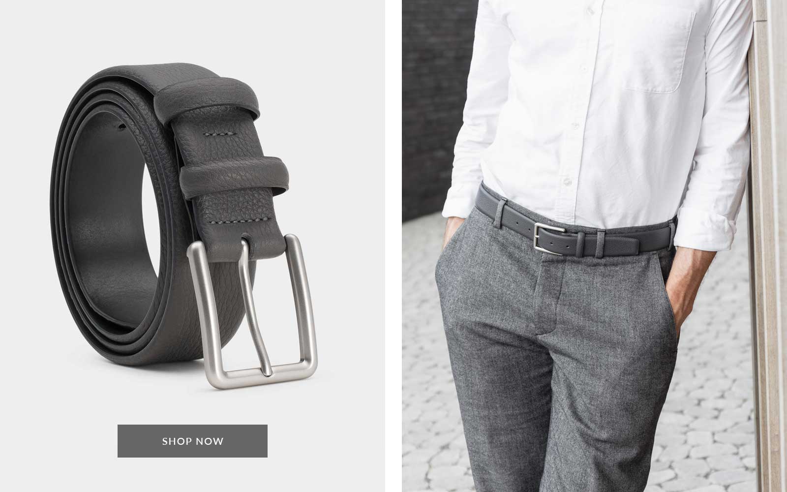Sandwich Leather Belt light grey casual look Accessories Belts Leather Belts 