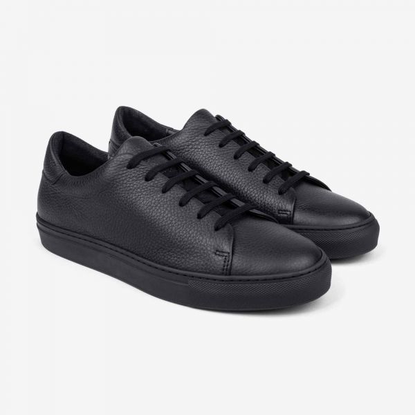 Men's Low-Top Leather Sneakers Black - Laurent | Dalgado