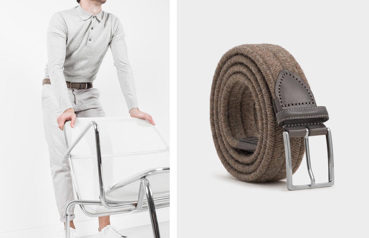 Brown elastic wool belt