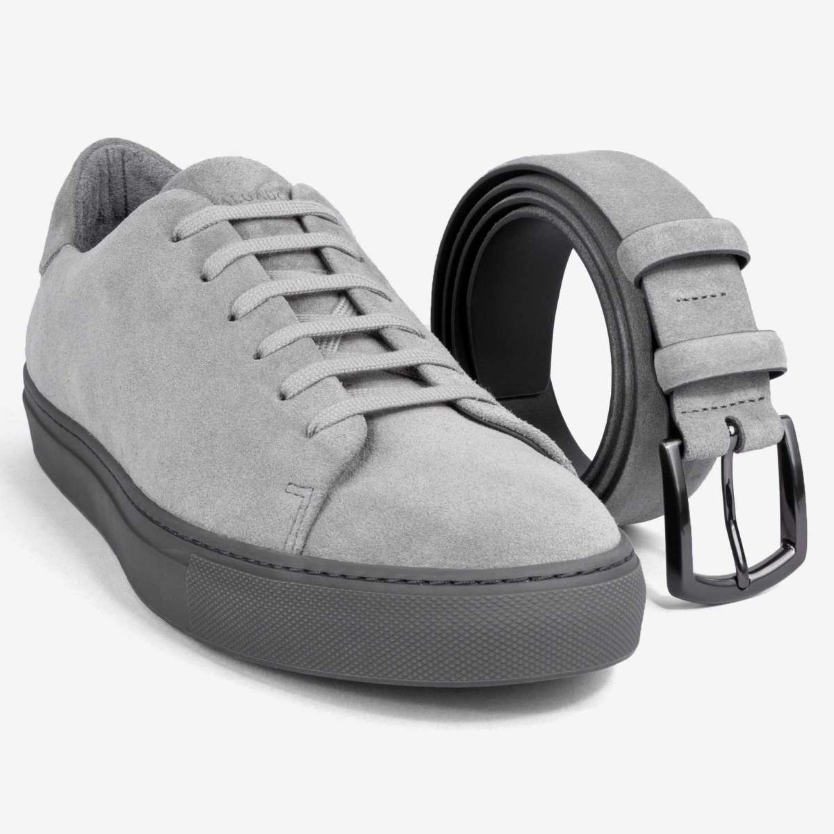 Classic Men's Suede Leather Belt Grey - Umberto | Dalgado
