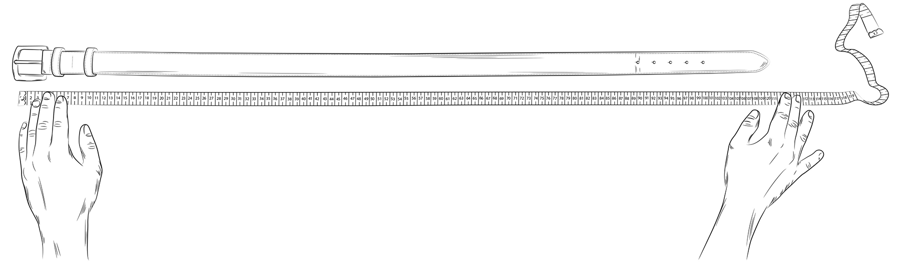 Illustration showing how can measure you belt size using an old belt.