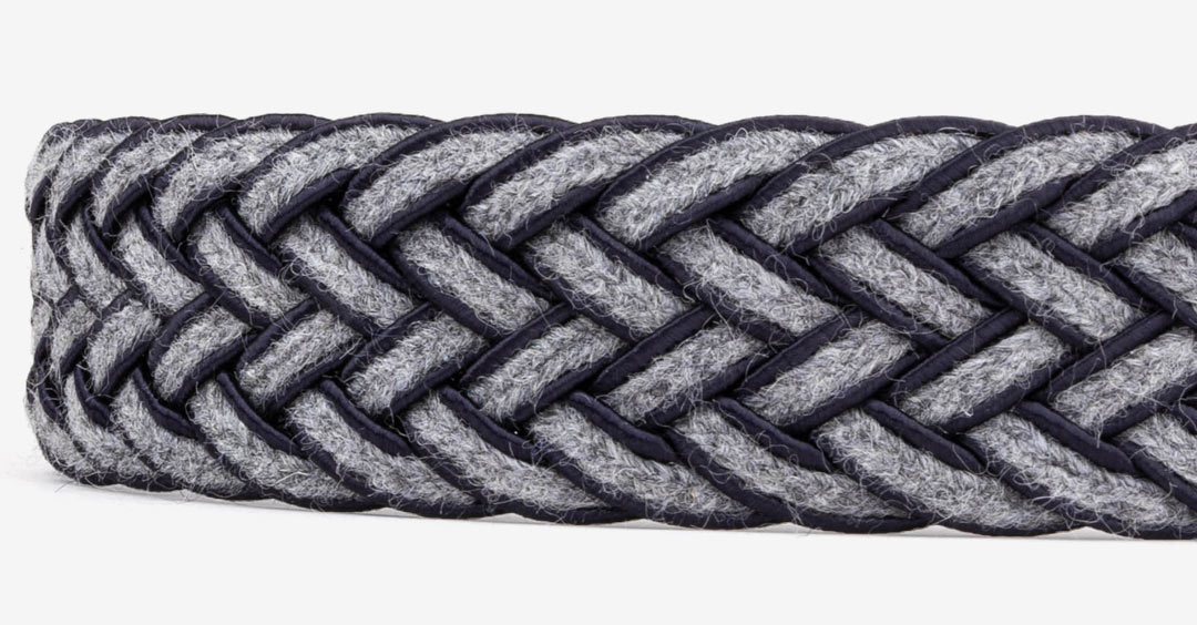 Braided Mens Wool Belt Grey Blue Federico Dalgado