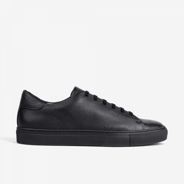 Men's Low-Top Leather Sneakers Black - Laurent | Dalgado