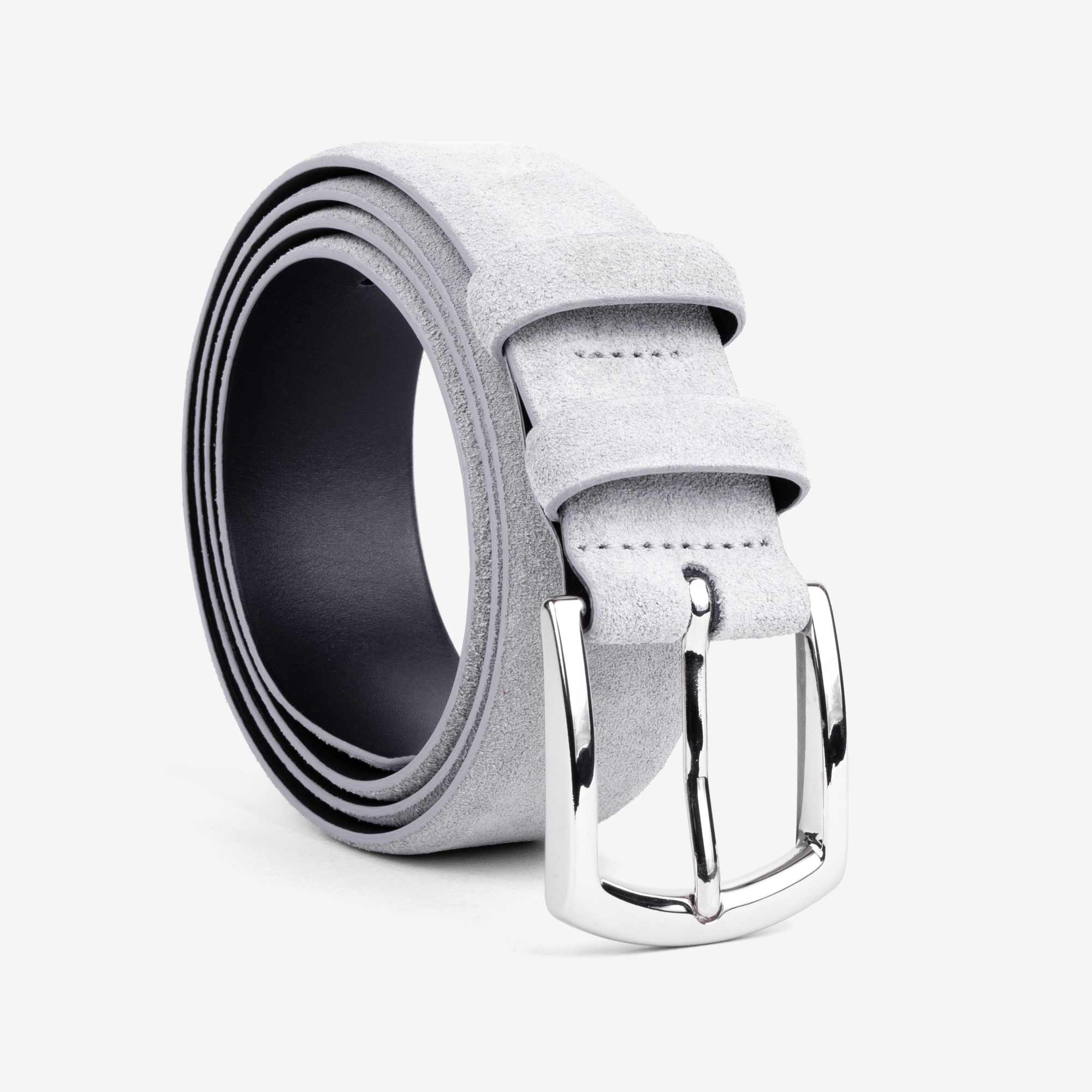 Classic Men's Suede Leather Belt Light Grey - Norberto | Dalgado