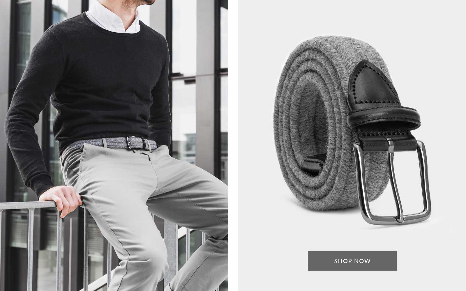 Grey Wool Belt Flavio
