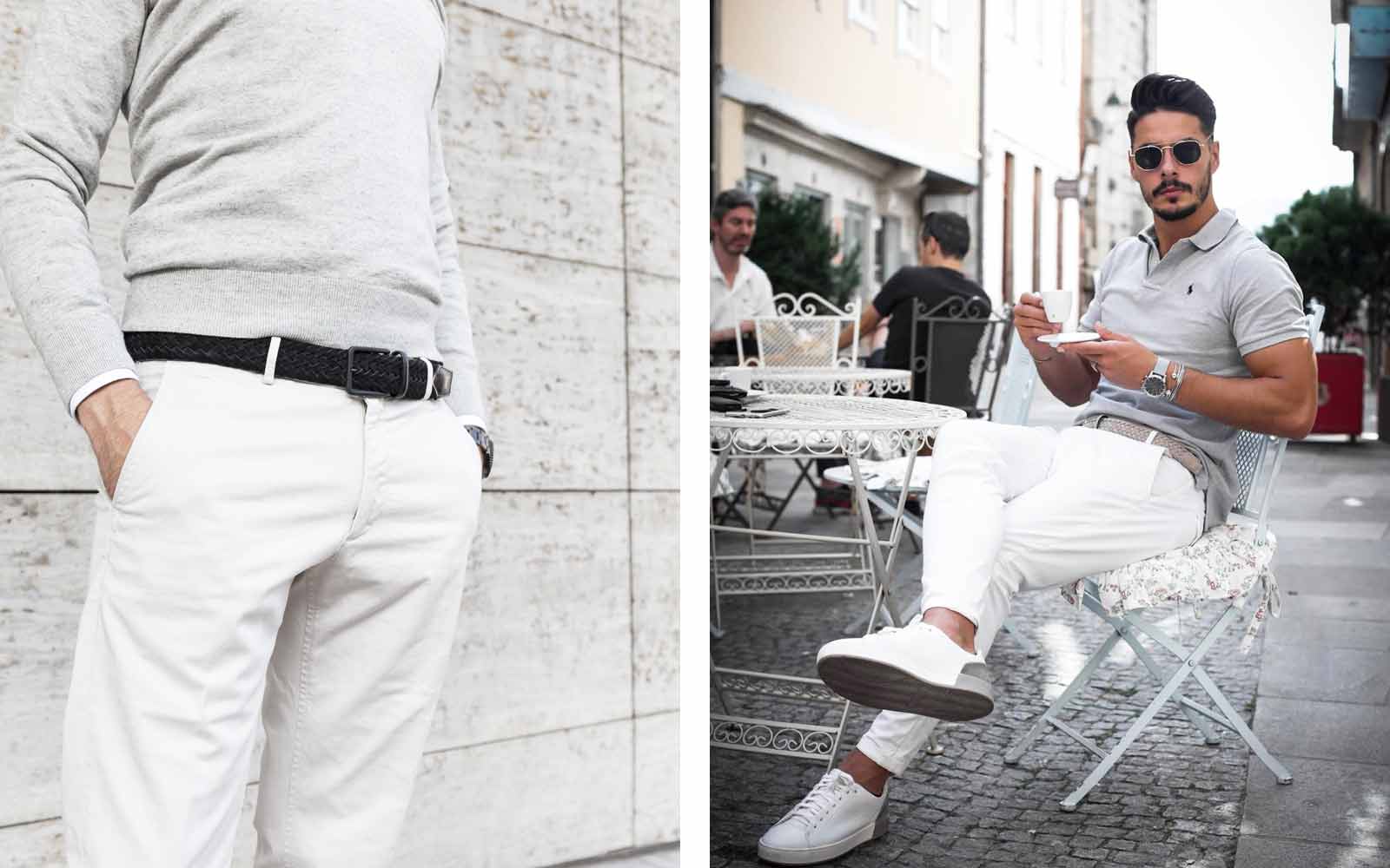Left: Our black braided suede leather belt Riccardo; Right our grey suede leather belt Gianluca.